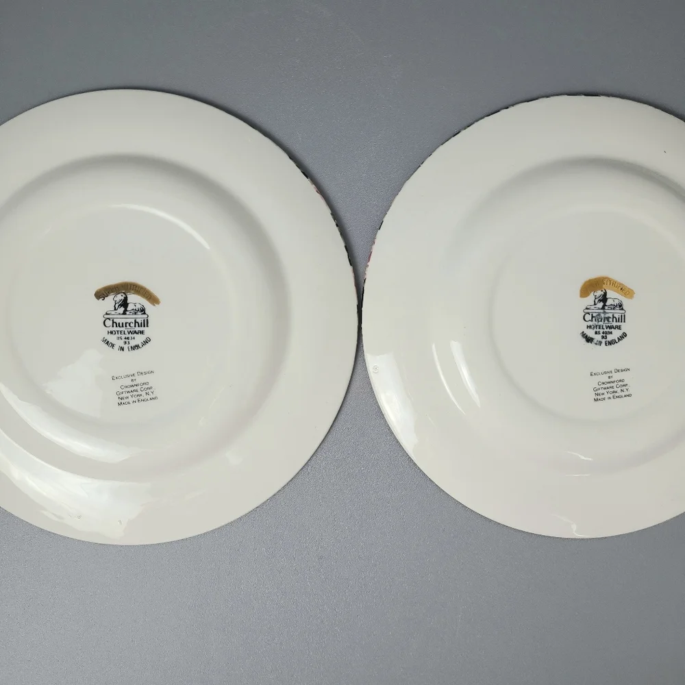 Churchill Super Vitrified Hotel Ware Floral Crownford Giftware Plates-Set of Two
